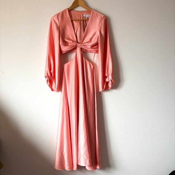 Gianni Bini Madeline Satin Plunge V-Neck Midi Dress NWT Size 0 - Picture 8 of 13